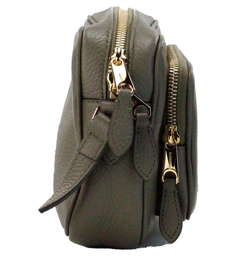 Burberry Small Branded Dark Fern Green Grainy Leather Crossbody Women Bag